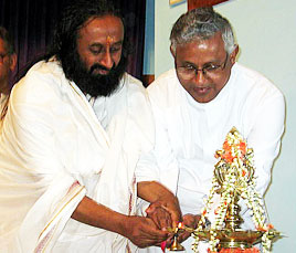 Shankar and Fr. D'Sa at NBCLC Jubilee party