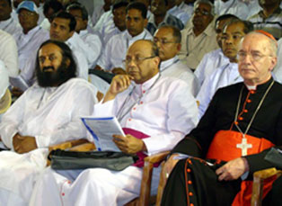 Shankar dispensed spiritual advice to the Indian Priests' Congress on February 9, 2010, in Velankanni, India. The conference was attended by over 900 clergy and Claudio Cardinal Hummes, Prefect of the Congregation for the Clergy (R). In this popular pilgrimage centre, revered for Marian miracles, Shankar declared, "Pilgrimage is a journey into oneself, to seek communion between God and oneself." The cardinal opened the conference with the Hindu ritual of lighting a lamp.